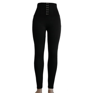 Calças de ioga de cintura alta com cintura alta para levantamento de bunda slim controle de barriga e leggings com botão